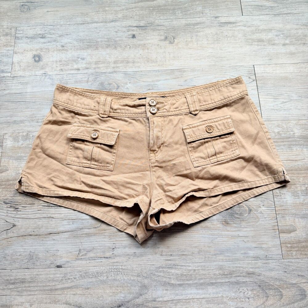 Y2K Aeropostale Low Rise Utility Shorts Women's Large Tan Cargo Mini Shorts
